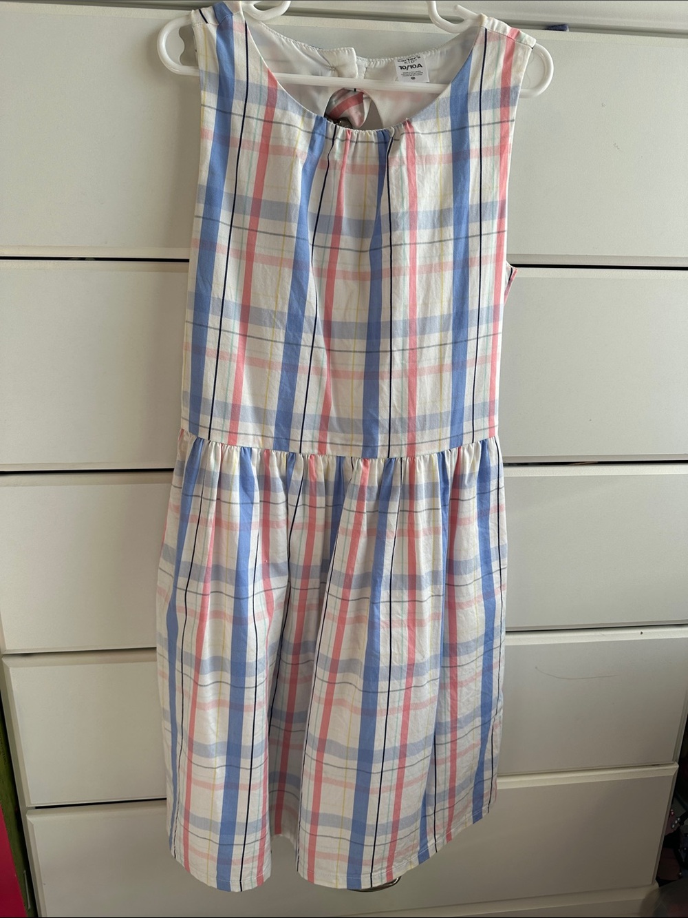 Carter's Plaid Sleeveless Cotton Dress in Blue, Pink & White